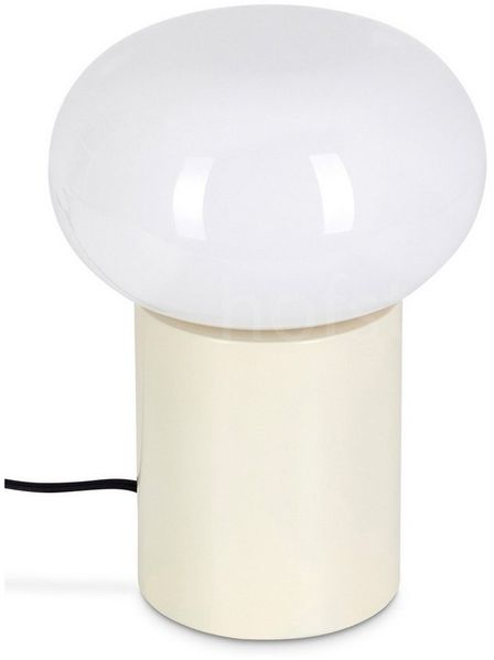 hofstein Tischleuchte moderne Nachttischlampe aus Metall/Glas in Creme/Weiß, ohne Leuchtmittel, Tischlampe, Ø 20cm, mit An-/Ausschalter, 1xE27, ohne Leuchtmittel