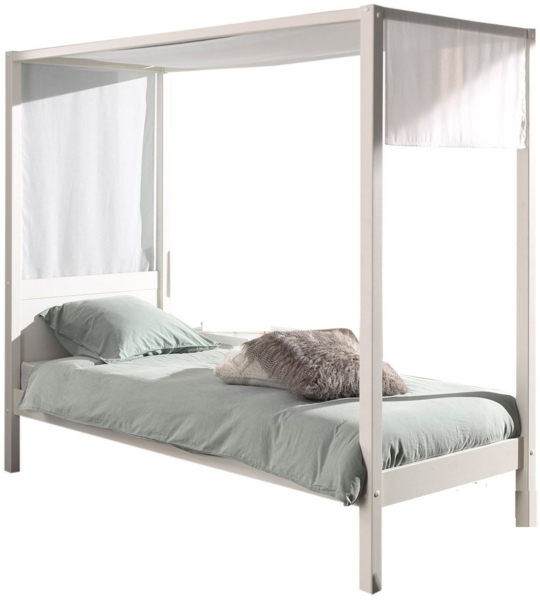 Himmelbett Katerína 208x98x191 Einzelbett Massivholz Weiß