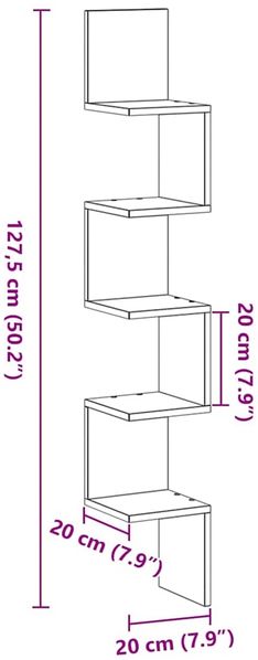 vidaXL Eckregal Schwarz Eichen-Optik 20 x 20 x 127,5 cm Holzwerkstoff 862656 Bild 9