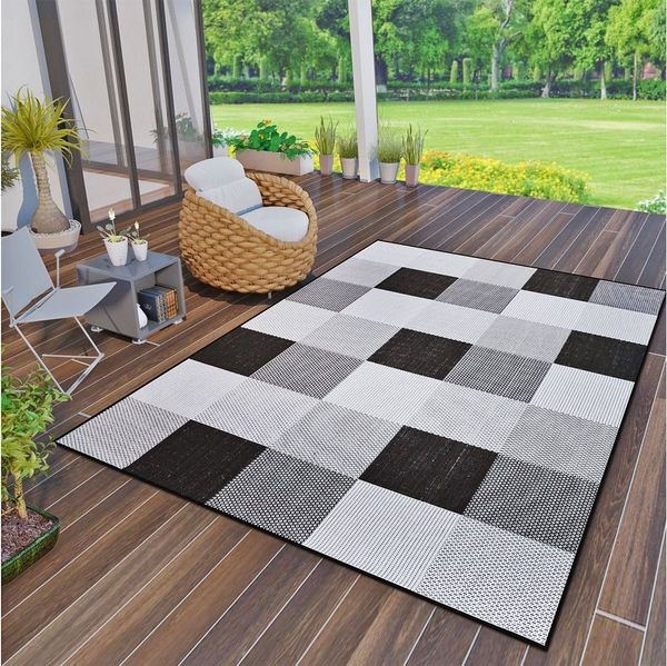 Vimoda Outdoorteppich Robuster In- und Outdoor Flachgewebe, Balkon, Terrasse, Küchenteppich, Rechteckig, Höhe: 4 mm, In & Outdoor Läüfer