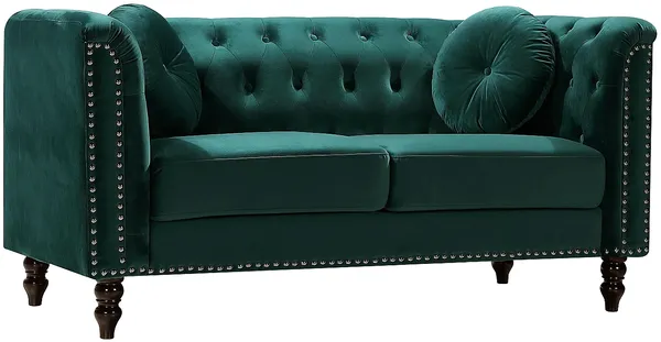 Vente-unique - TURNER Sofa SamtStoff Grün - B 77 cm x H 79 cm x L 163 cm
