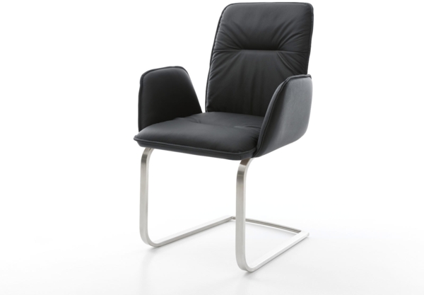 Freischwinger Vinja-Flex Echt-Leder Schwarz Freischwinger flach Edelstahl