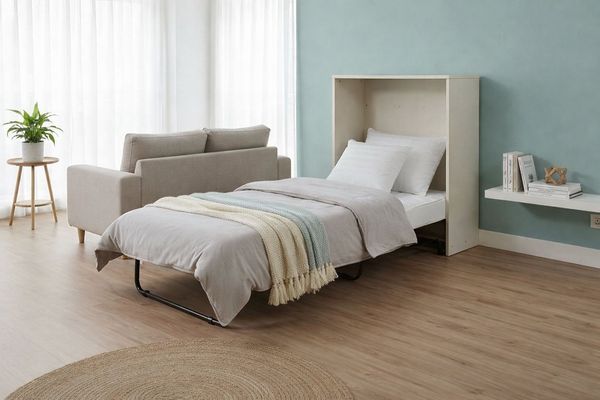Home affaire Schrankbett Sognum als Gästebett nutzbar, Wandklappbett in Kommodenoptik (in den Farben weiß, schwarz und kaschmir erhältlich) inkl. Matratze, platzsparendes Klappbett, optimal für kleine Räume