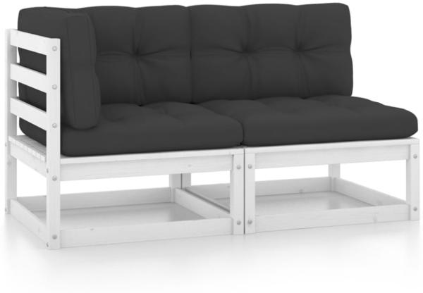 vidaXL 2-tlg. Garten-Lounge-Set mit Kissen Weiß Kiefer Massivholz 805746