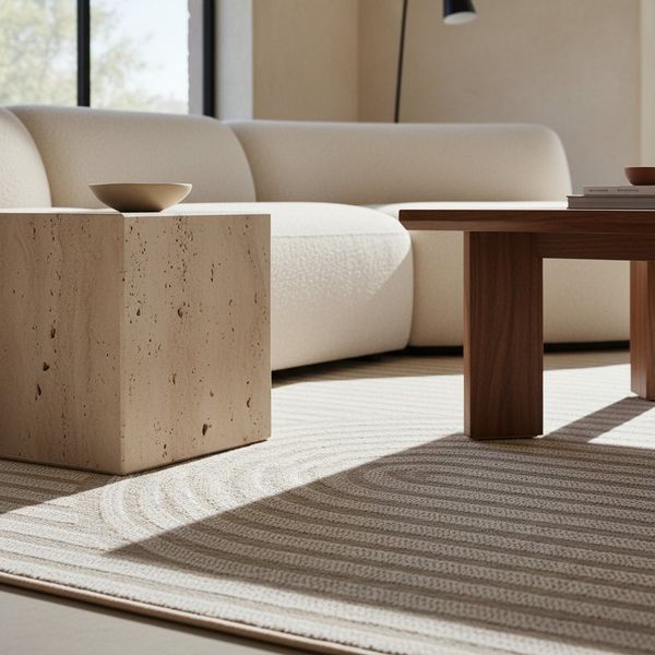 KADIMA DESIGN Teppich VENTOUX Wetterfest UV-Beständig Balkon Waschbar Boho Balkonteppich, Läufer, Höhe: 5 mm, Beige, 80x150 cm, Strapazierfähig Robust Waschbar
