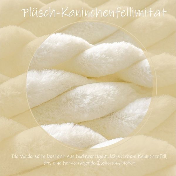 KEAYOO Bettwäsche Flauschiger Kunstfell-Streifen, 2 teilig, Plüsch Bettwäsche 135x200 cm für Winter Kissenbezug 80x80 cm
