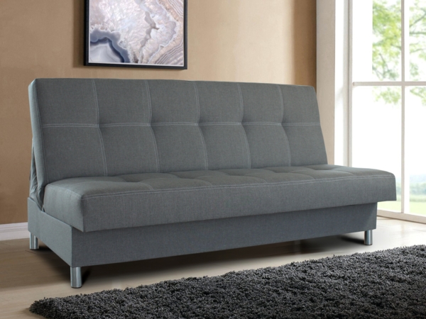 Schlafsofa Bella mit Schlaffunktion - 3 Sitzer Sofa, Couch mit Bettkasten, Bettsofa, Schlafsofa, Polstersofa (Dunkelgrau (Inari 94))