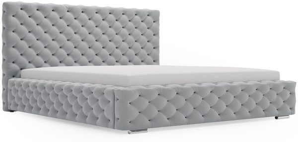 GRAINGOLD Astra Doppelbett 140x200, Polsterbett mit Kopfteil und Bettkasten, Samt-Stoff, Grau Bild 2