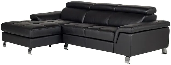 Vente-unique - Ecksofa Leder - Ecke Links - Schwarz - MISHIMA