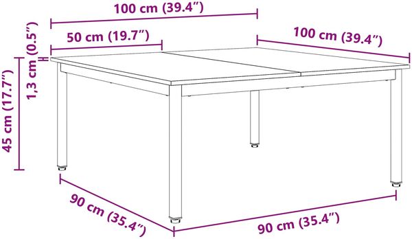 vidaXL Couchtisch Natur 100 x 100 x 45 cm Massives Kiefernholz 892769 Bild 11