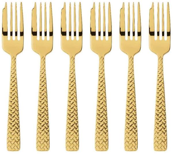 Sambonet Cortina Edelstahl/PVD Gold Kuchengabeln Set 6