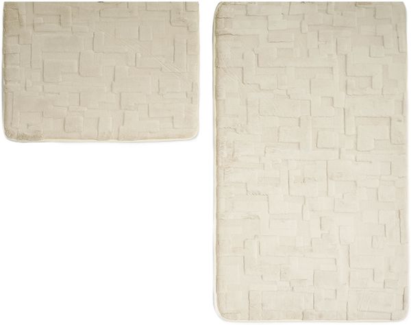 Elegance Badematten-Set mit modernem Strukturmuster - 2-teiliges WC-Set Beige