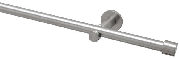 Garduna Gardinenstange Zusatzträger 16mm, Edelstahl-Optik, 1-läufig, gebohrt, Metall