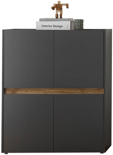 Highboard Cintia / City, Holzwerkstoff, Schwarz, Holzfarben, 120 x 100 x 40 cm