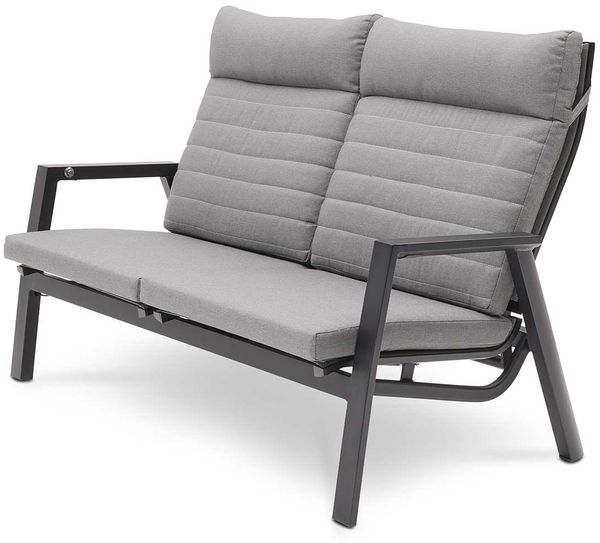 Gartensofa MONDO Ascella, Aluminium, Grau, Schwarz, 153 x 99 x 83 cm