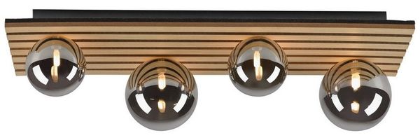 JUST LIGHT LED Deckenleuchte LED Deckenlampe STIKA, Akustikpanel mit Echtholzfurnier, G9, Echtholzfurnier Eiche, Rauchglas