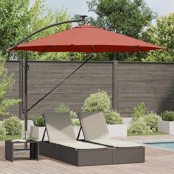 vidaXL Sonnenschirm mit LED-Lichtleisten Terrakotta 294 x 294 x 248 cm 42003390