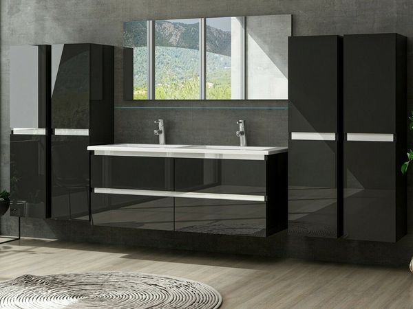 Homeline Badmöbel-Set Doppelwaschtisch Hochglanz doppelwaschtisch mit unterschrank 120 cm
