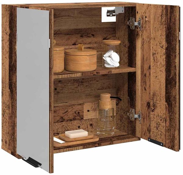 vidaXL Bad-Spiegelschrank Altholz-Optik 64x20x66,5 cm Holzwerkstoff 856940