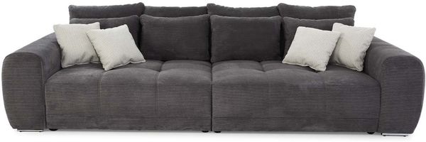 Big-Sofa XXL 306 cm Federkern Lounge Couch mit Bezug aus Cord in Dunkelgrau