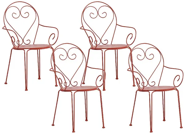 Vente-unique - GUERMANTES Garden dining set Metall Rot - B 52 cm x H 89 cm x L 48 cm