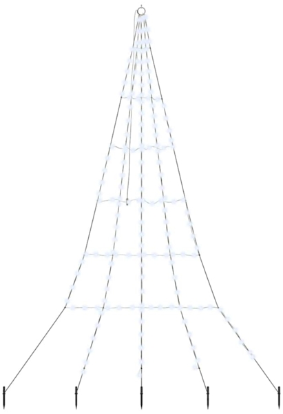 vidaXL LED Weihnachtsbaum mit Erdspießen Kaltweiß 306 cm Metall 42018742