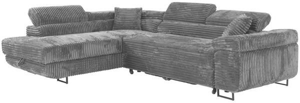 Labett Ecksofa mit Schlaffunktion & Bettkasten Links/Rechts Sofa L-Form GUSTAVO, Kopfstützen