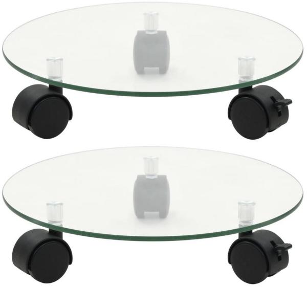 vidaXL Pflanzenständer mit Rollen 2 Stück Hartglas 28 cm Rund 245691