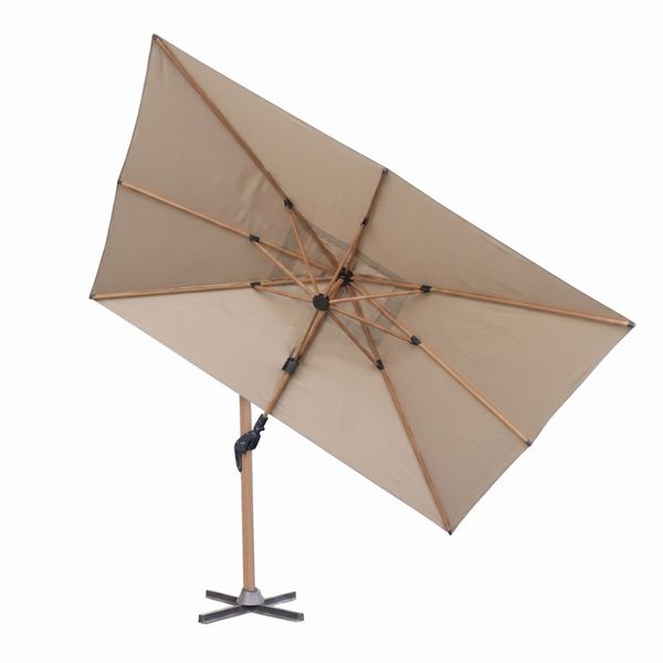osoltus Ampelschirm KOS Wood Alu-Vario Max 360 x 250 cm axial schwenkbar Beige