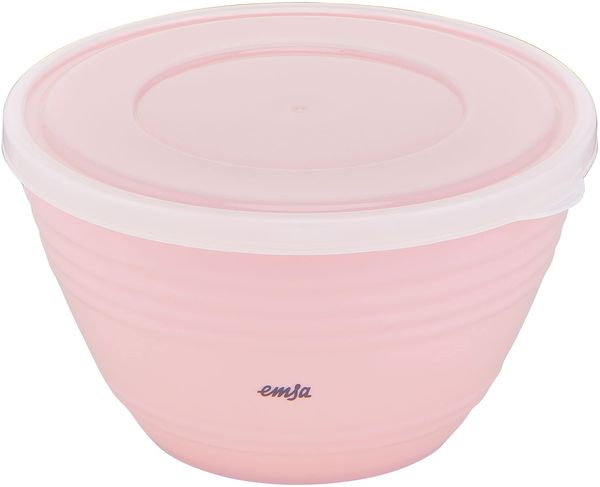 Emsa K32517 Prep&Bake Kunststoff-Rührschüssel 1,7 L | mit konservierendem Deckel für die Aufbewahrung im Kühlschrank | rutschfester Boden | perfekte Stabilität beim Mischen | spülmaschinenfest | Rosa