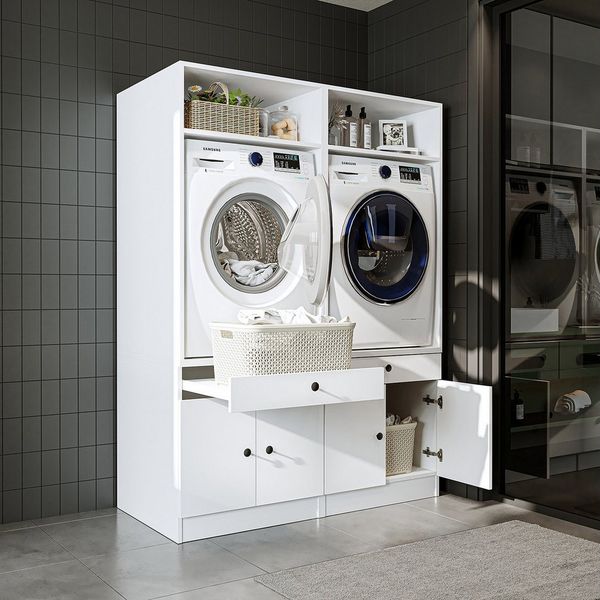 Roomart Waschmaschinenumbauschrank (Waschmaschinenschrank Trocknerschrank Waschturm)