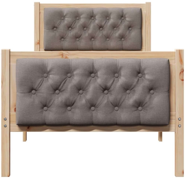 vidaXL Bettrahmen mit Kopfteil Taupe 75 x 190 cm Massives Kiefernholz 878442 Bild 4