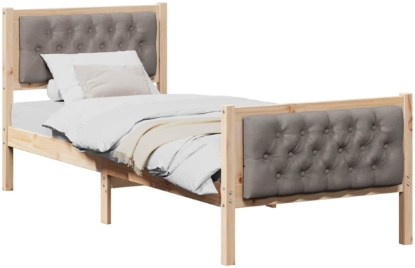vidaXL Bettrahmen mit Kopfteil Taupe 75 x 190 cm Massives Kiefernholz 878442 Bild 2