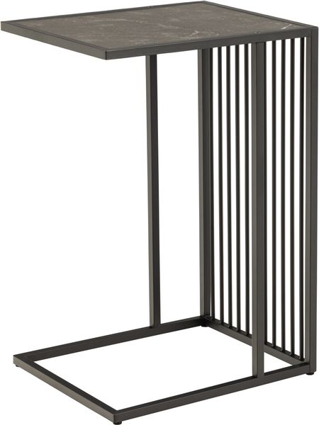 Beistelltisch >Strington< in schwarz, MDF, Stahl - 35x63x43cm (BxHxT)