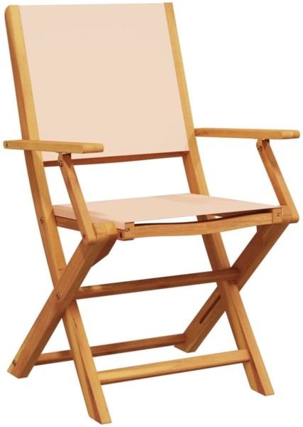 vidaXL Gartenstühle 8 Stk. Klappbar Beige Stoff und Massivholz 3214585 Bild 2