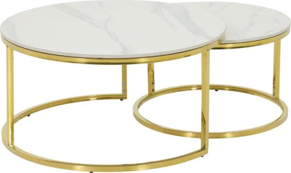 Couchtisch 2er-Set Juelich / Joel CT, Grau, Weiß, Gold Bild 2