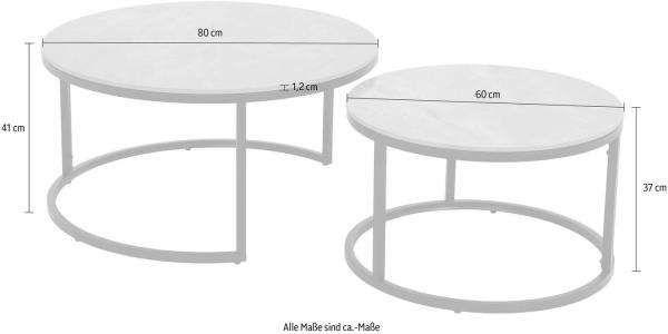 Couchtisch 2er-Set Juelich / Joel CT, Grau, Weiß, Gold Bild 3