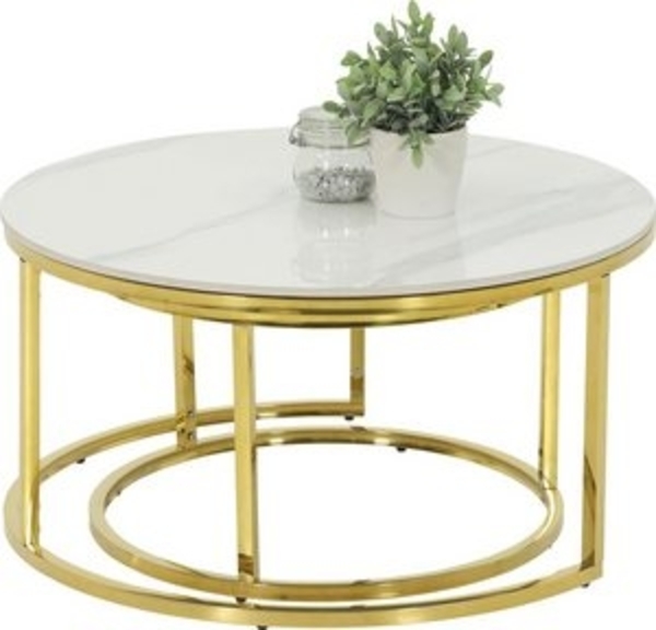 Couchtisch 2er-Set Juelich / Joel CT, Grau, Weiß, Gold Bild 6