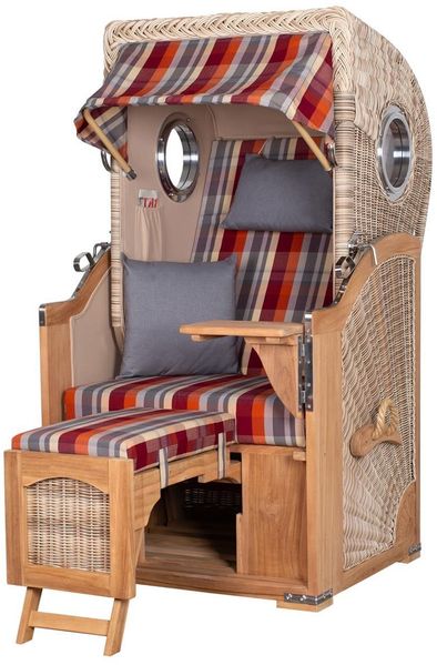 Strandkorb Komplettset - bene living - Ammersee Single Teak - PE shell - Modell 584 - inkl. Liftersystem