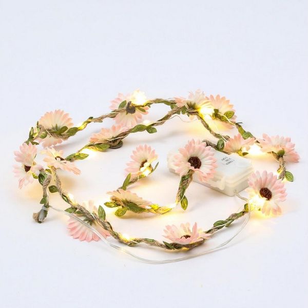 MARELIDA LED-Lichterkette Blumengirlande mit Timer, für Außen, 20-flammig, Rosa, 1,45m
