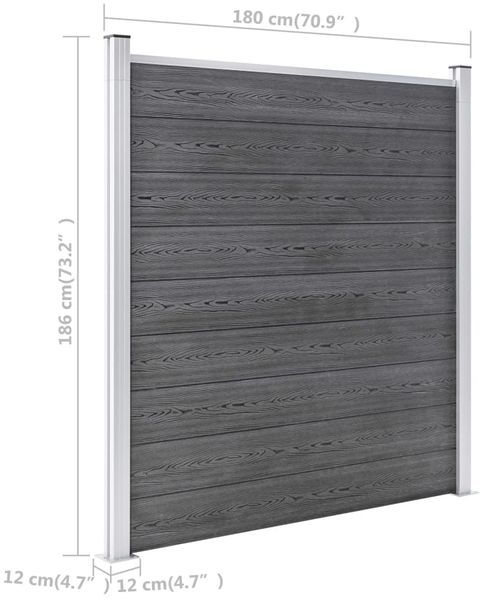 vidaXL Gartenzaun WPC 1391x186 cm Grau 3053231 Bild 10
