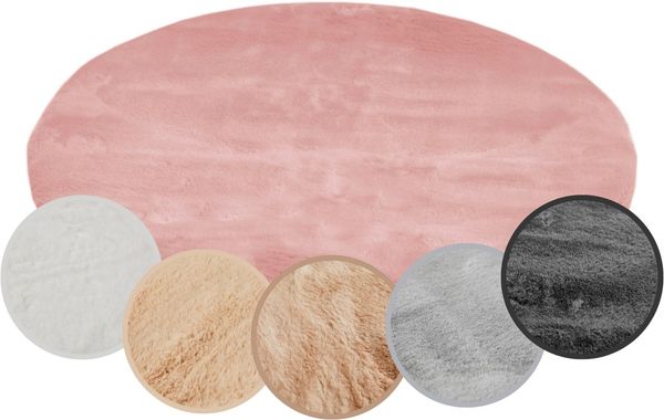 OTTO home Hochflor-Teppich Lugano, rund, Höhe: 30 mm, Kunstfell, Uni Farben, sehr weich & kuschelig