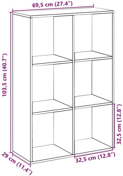vidaXL Raumteiler-Bücherregal Grau Sonoma 69,5x29x103,5 cm 858017 Bild 11