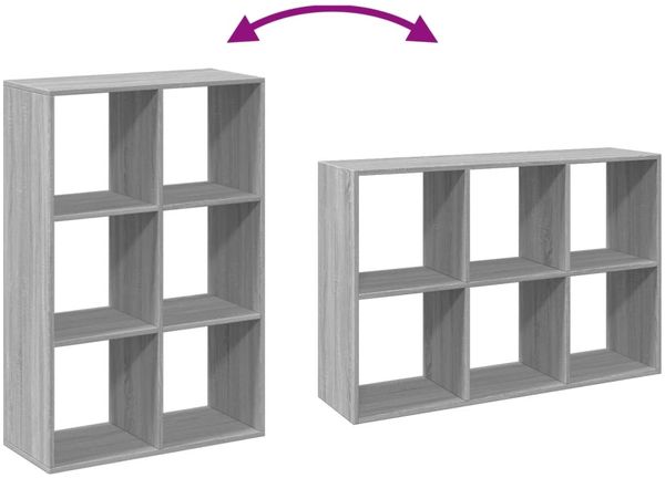 vidaXL Raumteiler-Bücherregal Grau Sonoma 69,5x29x103,5 cm 858017 Bild 9