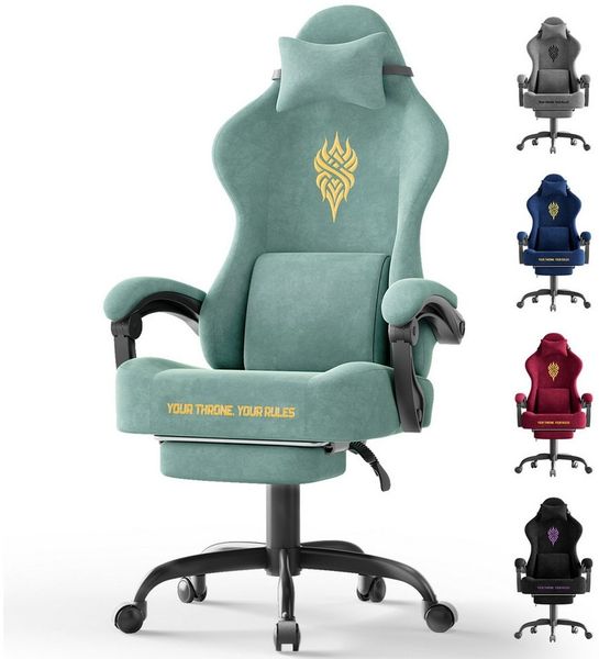 Ferghana Gaming-Stuhl Gaming-Stuhl: Kopfstütze, Lendenkissen, Armlehnen, Fußstütze (Packung), Ergonomischer PC-Stuhl,Rückenlehne 90°-125°