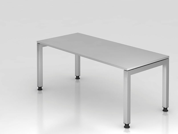 Schreibtisch JS19 U-Fuß eckig 180x80cm Grau Gestellfarbe: Silber