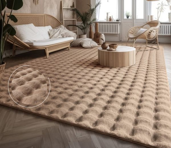TT Home Teppich Diele, Esszimmer, Flur, Schlafzimmer, Wohnzimmer, Rechteckig, Höhe: 34 mm, Wohnzimmer Teppich Langflor Wohnzimmerteppich Rauten Design Soft 3D De