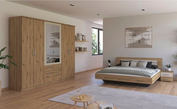 rauch Schlafzimmer-Set Komplettschlafzimmer Schlafzimmer BURANO mit Schrank in 3 Breiten, (Set, 4-tlg), Bett 180x200 cm und 2 Nachttische MADE IN GERMANY