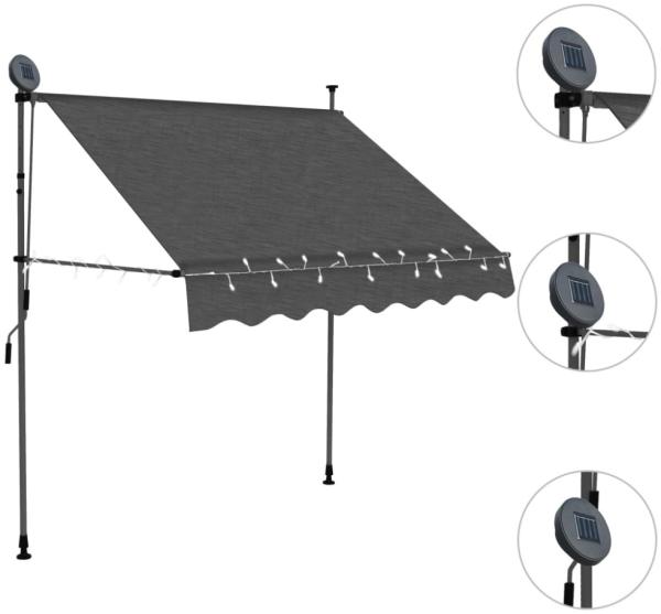 vidaXL Einziehbare Markise Handbetrieben mit LED 200 cm Anthrazit 145864 Bild 7