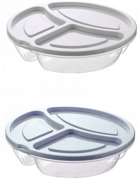 TSB Werk Lunchbox 1-3 Lunchbox Brotdose Lunch Mittag Box Menübox, (2-tlg), Tellerbox, Rund, Picknick, 3 Fächer